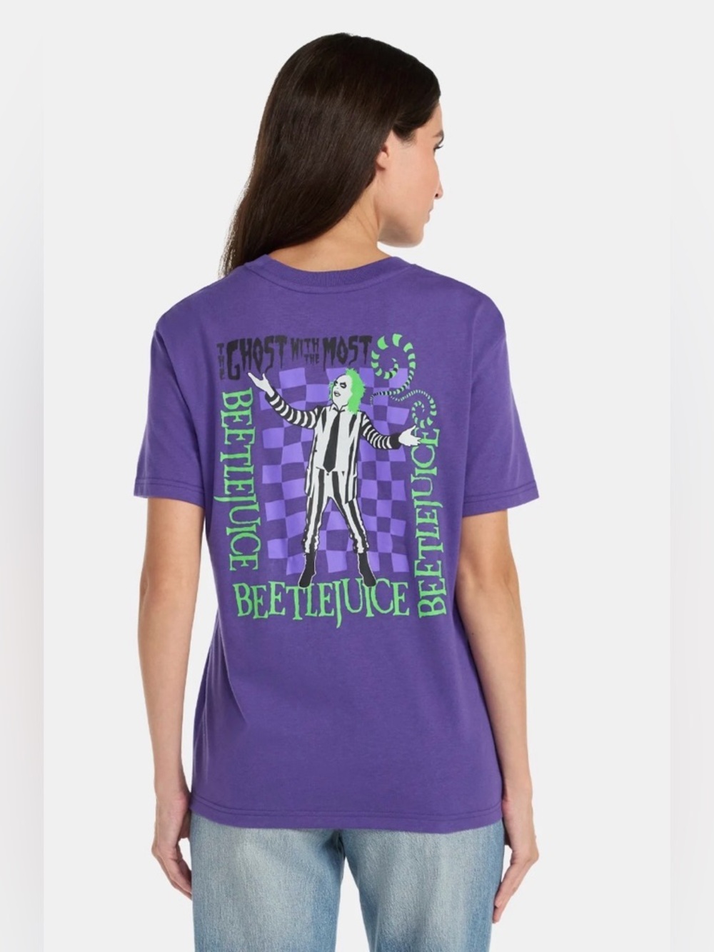 New Beetlejuice Women’s Purple Graphic Tee Shirt Size Large - Picture 2 of 2